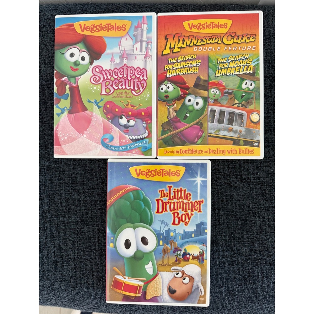 Veggietales The little drummer boy Sweetpea Beauty Minnesota Cuke DVD lot